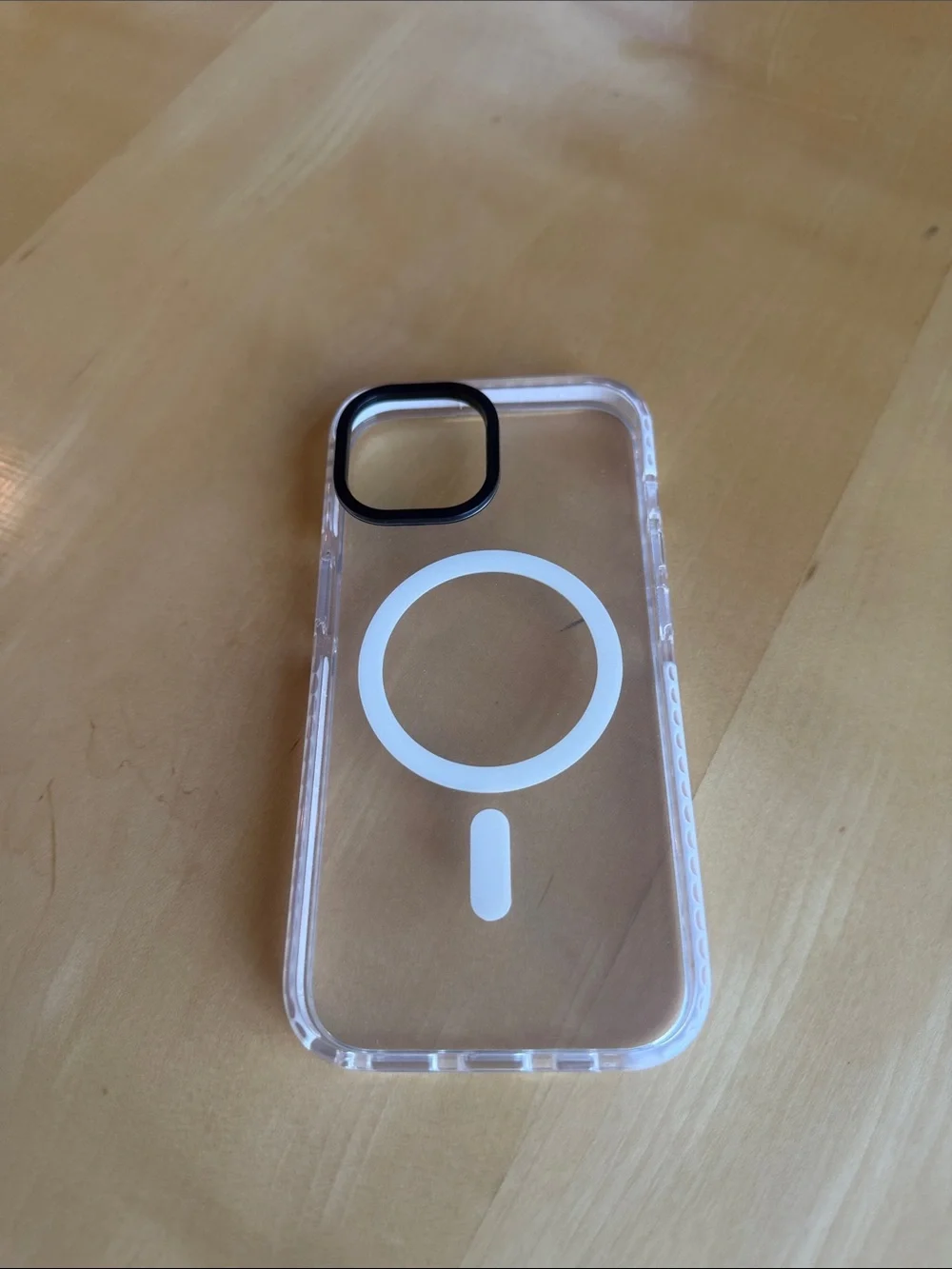 Clear MagSafe-Compatible Phone Case with Black Camera Ring